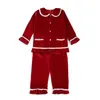 Piżama Xmas PJS Red Veet Button Up Christmas Pikamas Dzieci Dopasowanie pj dziewczyny Pijama zestawy 211109 DROP PERVIVE BABY MATNI DHNFO