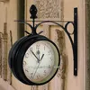 Zegary ścienne Kreatywne zegar retro dwustronny stacja bateria Bateryjna ciche wystrój zamontowany na salonie sypialnia