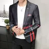 Мужские костюмы Blazers Mens Blazer Jacket Black Blazer Мужчина Мужская куртка Мужчина Blazer Slim Fit Plaid Stitching Casual Blazer с длинными рукавами 230811