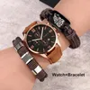 Montre-bracelets 3pcs / ensembles de montres analogiques à la mode décontractés pour hommes 2 bracelets