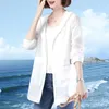 Women's Trench Coats 2023 Spring Summer Jacket Long Sleeve Tops Hooded Coat Thin Sun Protection Clothing Outdoor Sports Windbreaker Female