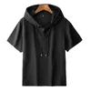 Men's T Shirts Arrival Fashion Short Sleeve T-shirt Summer Thin Hooded Super Large Casual Breathable Zipper Plus Size M-7XL 8XL 9XL