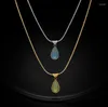 Chaines Titanium Steel Water Drop Zircon Pendant