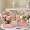 Enveloppe cadeau 4pcs Boîte à fleurs portable Sac à main imperméable sac Kraft Handbag Wedding Rose Party Tote Sacs