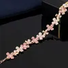 Projektant Rovski Luksusowe najlepsze akcesoria biżuterii Rose Gold Flower Pink Diamentowa Bransoletka Modna urok romantyczna kryształowa ręka dla dziewczyny