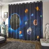 Sheer Curtains Custom Science Fiction 3D Nebula Star Planet Universe Children's Theme Room Bedroom KTV Bay Window Blackout Curtain 2Pcs 230812