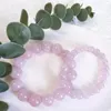 Strand Natural Stone Pink Quartz Crystal kralen Liefhebbers Vrouw Gift Sweet Reiki Healing Energy Bangles Girls Girls