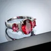Обручальные кольца Классический красный кристалл для женщин CZ Обручальное кольцо модные украшения рождественский подарок