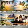 Tapisses personnalisables Twilight Ocean Paysage Tapestry Sunset Nature Payery Garden Mur suspendu maison R230812