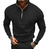 Men's Hoodies Men Long Sleeve Sweater Stylish Winter Pullover Warm Stand Collar Slim Fit Soft Elastic Cuffs For Comfort Zip Half-open