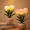 LED Tulip Flower Lamp Atmosphere Tulip Night Light Lamp Night Simulation Pot Nightlights Tulips Table Lamp Room Decor HKD230812