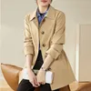 Women's Trench Coats Spring Autumn Mid-length Coat Single Breasting Drawstring Slim Overcoat Commute Formal Little Chap Jacket Women