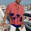 Camicie casual maschile 2023 Summer Shirt hawaiano Coconut Tree Stampa lapel Street corto a manichetta a manichetta per abbigliamento per abbigliamento