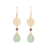 Boucles d'oreilles enjambées Green Jade Drop Drop Femmes Real Accessories Cadeaux Fashion Gemles Bijoux en pierre 925 Silver Amulet Charms Natural