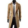 Heren Trench Coats Winter Casual Coat Men Midlengte Brits slanke jas Doublebreasted vaste kleur mannelijk lang 230812