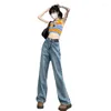 Jeans pour femmes vintage femmes denim pantalon large jambe d'été