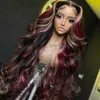 Transparente Blonde Red Destaques Body Wave Human Hair Wigs pré -arrancados Brasileiros 13x4 peruca sem fúria para mulheres Peruca de encerramento de renda