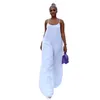 2023 Summer Long Jumpsuit Women Overalls White Jumpsuit with Pockets Ladies Wide Leg Romper Overalls for Women Plus Size
