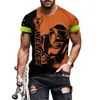 T-shirts masculins Mode d'été mécanique épissage 3D T-shirt imprimé rond Couge à manches courtes décontractée grande fitness rapide