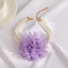 Choker Exaggerated Big Rose Flower Imitation Pearl Necklace Women Clavicle Chain