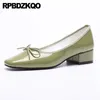 Chaussures habillées Green épais pompes nues patent cuir rouge taille 33 Slip on grossier