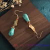 Dangle Earrings Turquoise Water Drop Jade 925 Silver Amulets Amulet Natural Luxury Gemstone Charm Women Gifts Charms Chinese Jewelry