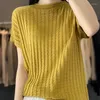 Dames truien vrouwen trui 2023 mode o-neck solide pullovers wol vrouw dunne stijl kasjmier losse gebreide trui korte mouw tops