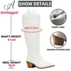 Boots Dropship Cowboy Cowgirls Western Boots White Knee High Boots Women Big Size 41 Comfy Walking Stacked Heeled Vintage Shoes 230811