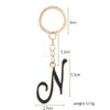 Keychains Lanyards Black 26 English Letter Key Chain Creative Character Car Keyring Fashion Charm Ladies Bag Pendant Accessories Gifts