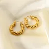 Stud 18K Gold vergulde roestvrijstalen klassieke sieraden Hypoallergene waterdichte cirkel Dikke Twist Hoop -oorbellen 230811