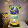 LED 3D Firework Bear Light Lysande Atmosphere Table Lamp Artwork Decorations Night Light Bedroom Decor Kid Gift HKD230812