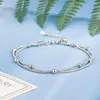 Bracelets de liaison S925 Chaîne à double couche plaquée en argent Chaîne ronde Bangle Anklet For Women Girls Elegant Birthday Wedding Party Sl677