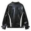 Herrenjacken Faux Leder Jacke Herren Autumn Motorrad Leder Jacke koreanische Farbkontrast Faux Leder Jacke Trend Casual Jacket Men 230812