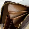 古典的な文字長老型パターンデザイナージッパーウォレットSメンズレザーバッグは、箱と茶色の財布をマッチ