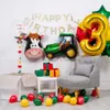 Decoration Theme Green Tractor Inflatable Balloons Happy Birthday Decoration Kids Birthday Excavator Vehicle Banner