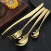 Dinnerware Sets 24pcs Golden Cutlery Set Luxury Tableware Stainless Steel Knife Fork Spoon Western Kitchen Dish Utensils