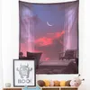 Tapestries Sunset Window Scenery Tapestry Wall Hanging Modern Landscape Art Dormitory Living Room Home Decor R230812