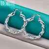 Hoop Huggie Doteffil 925 Sterling Silver Twisted Rope Round Hoop Earring Woman Party Present Fashion Charm Wedding Engagement Jewelry 230811