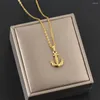 Colliers pendants Collier de couleur dorée Unisexe Chain de chaîne de bateau Ancre Cool Classic Femmes Men Collier en acier inoxydable Bijoux