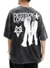 T-shirt da uomo T-shirt da uomo Y2K Hip Hop Lettera T-shirt stampata Destroy Lonely Top oversize Harajuku Moda Casual All Match Loose Streetwear 230811 240314