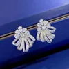 Stud S925 Boucles d'oreilles étalons en argent sterling plaqué Platine Zircon Diamond Vintage Luxury Fine bijoux pour la fleur 3D pour femmes 230811