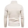 Herrtröjor Autumn och vinter Turtleneck varm mode fast färgtröja tröja Slim Pullover Mens Sticked Bottom Shirt 230811