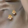 Stud Earrings 2023 Korean Exquisite Honey Bee Pearl Fashion Temperament Versatile Small Elegant Ladies Jewelry