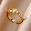 Anneaux de mariage Colorful jaune rose zircon violet pour les femmes en argent or couleur ovale Bands en pierre féminine bijoux