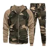 Herrspår 2023 Mens Tracksuit Hooded Sweatshirts och joggerbyxor Högkvalitativ gymkamouflage -kläder Casual Sports Hoodie Set