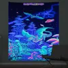 Taquestres de tapeçaria fluorescente luminosa decoração de pano pendurado decoração interior luminosa sob luz ultravioleta r230812