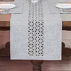 Table Runner Gray Hollow Table Runner Rectangle Double Solid Fabric Farmhouse Flat Perforation Home Table Runners for Dining Holiday 13 x72In 230811