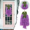 Decorative Flowers Simulation Wisteria Flower Vine Violet Hanging Plastic Silk For Ceiling Decoration Wedding And Party