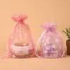 Enveloppe-cadeau 10 petits sacs d'organza fleuris