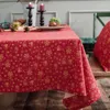 Table Cloth Christmas Tablecloth Rectangular Merry Party Decor Snow Xmas Decorations Supplies 2023 For Dining 140x180cm Green Red